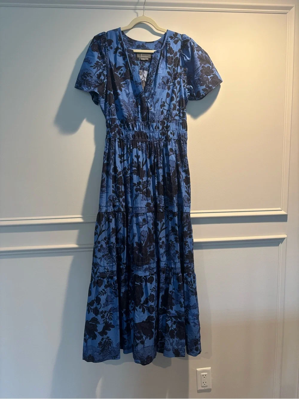 Anthropologie The Somerset Blue & Navy Floral Tiered Maxi Dress - Picture 3 of 5